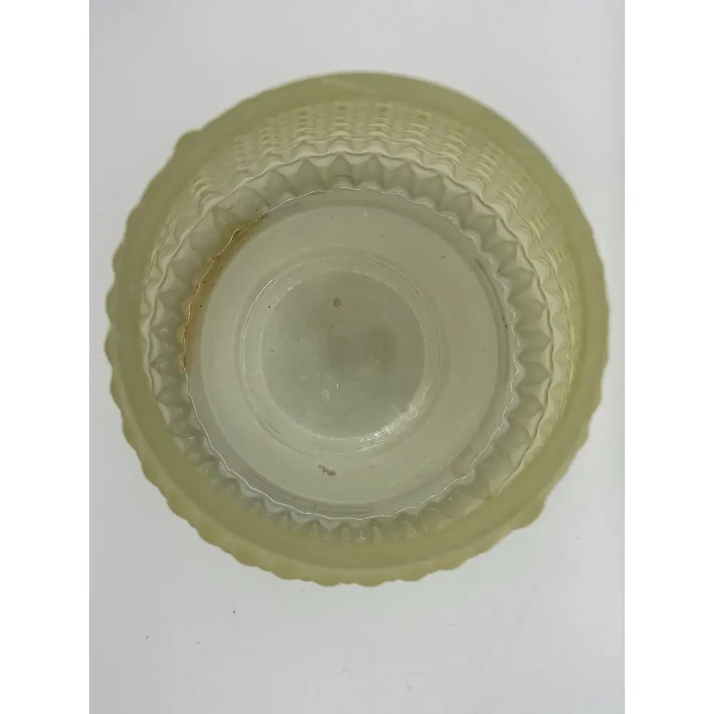 Yellow Frosted Glass Vase Hobnail Pattern Textured Satin Finish Decorative Vase